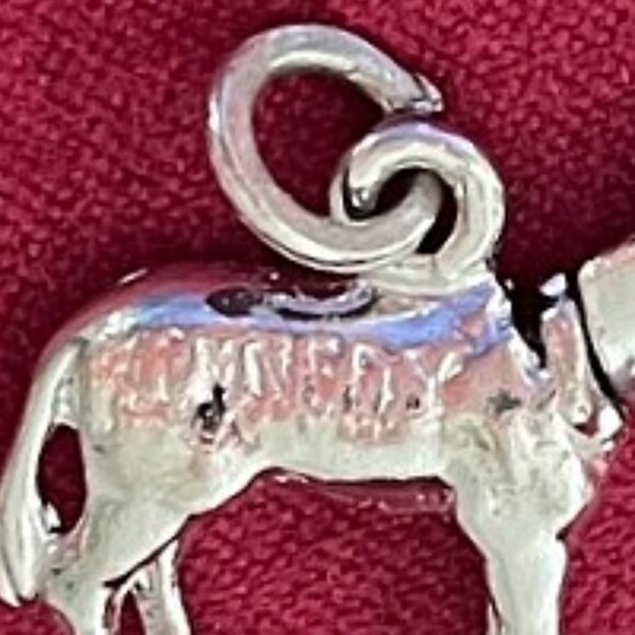 1960 Kennedy & Johnson Engraved Bobble Head Donkey Charm - Picture 3 of 4